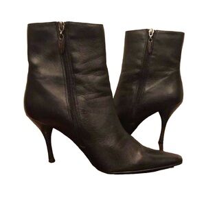 Nima Black Leather Ankle Boots Booties Size 8.5